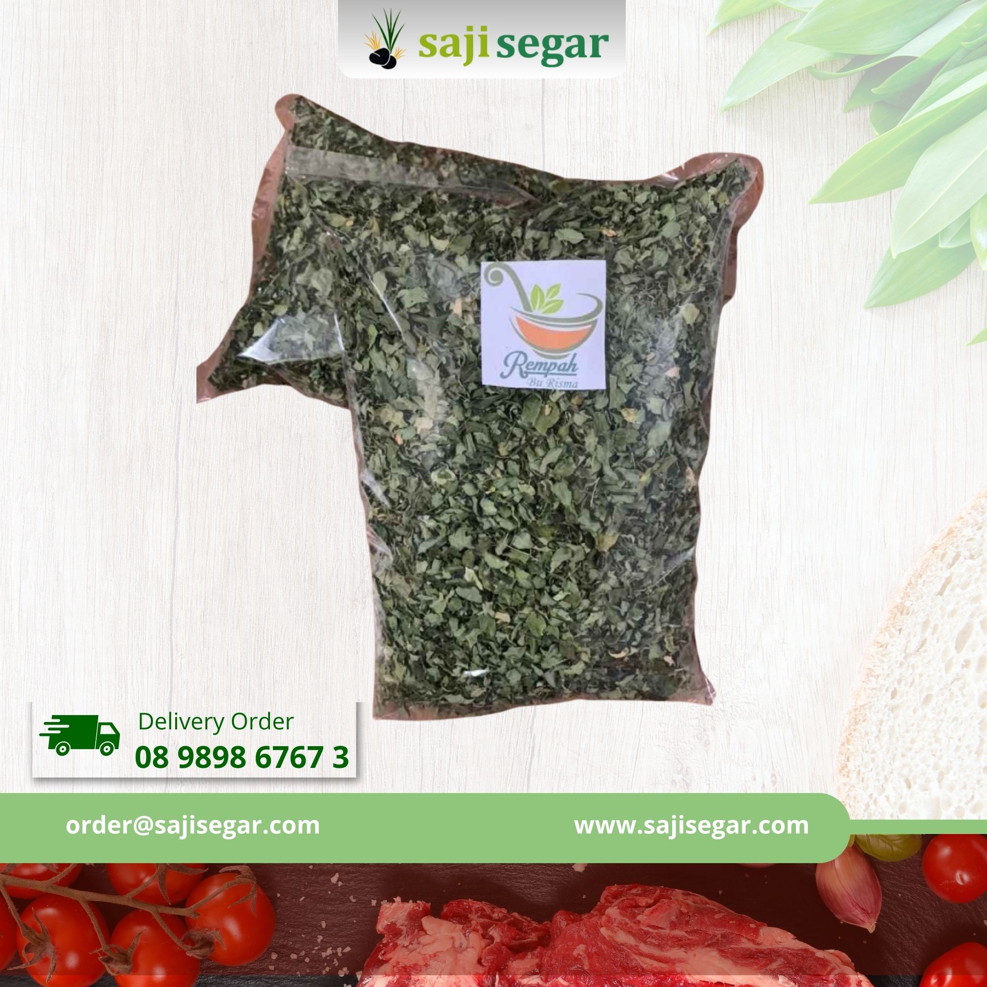 Daun Kelor Utuh Kering 1kg Grade A - Bubuk 1kg